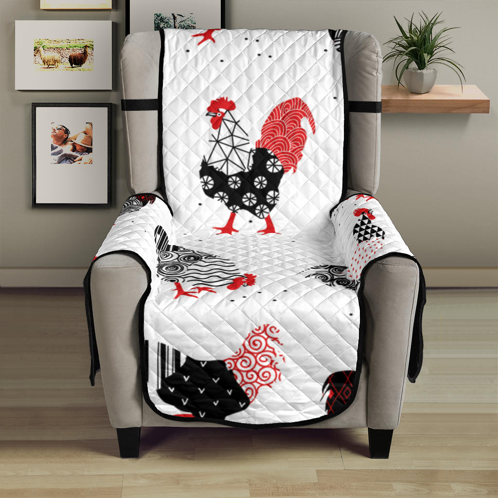 Cool rooster chicken cock floral ornament background Chair Cover Protector