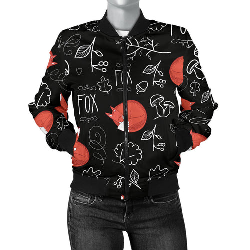 Fox Sleeping Fox Pattern Women'S Bomber Jacket