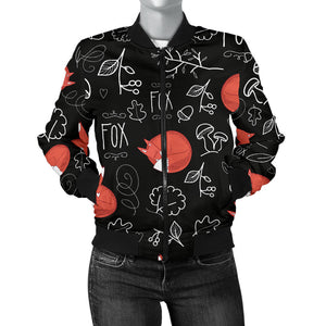 Fox Sleeping Fox Pattern Women'S Bomber Jacket