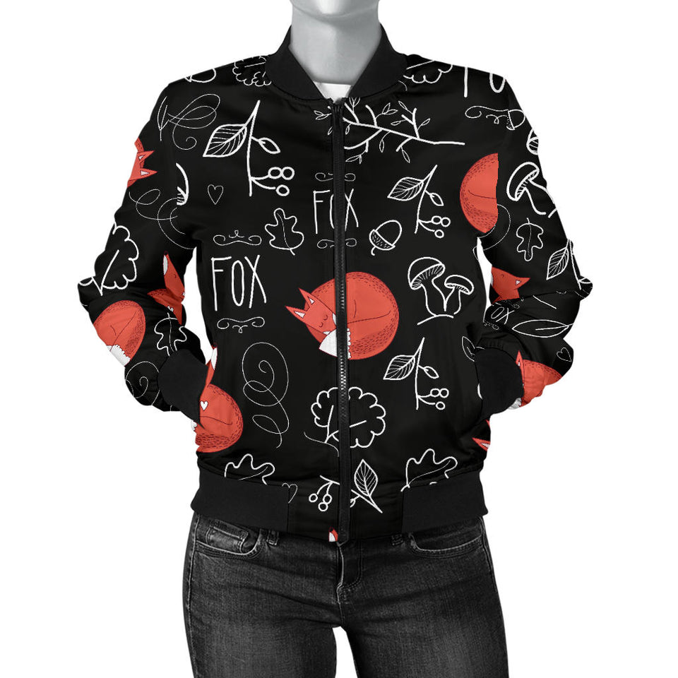 Fox Sleeping Fox Pattern Women'S Bomber Jacket
