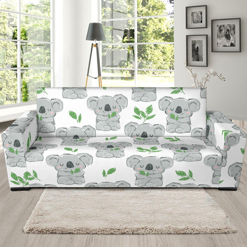 Hand Drawn Koala Leaves Pattern Sofa Slipcover