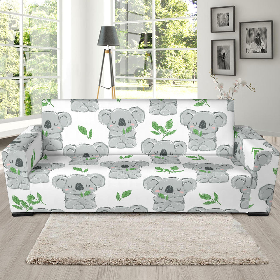 Hand Drawn Koala Leaves Pattern Sofa Slipcover