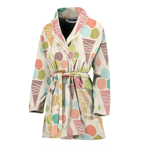 Ice Cream Cone Pattern Women'S Bathrobe