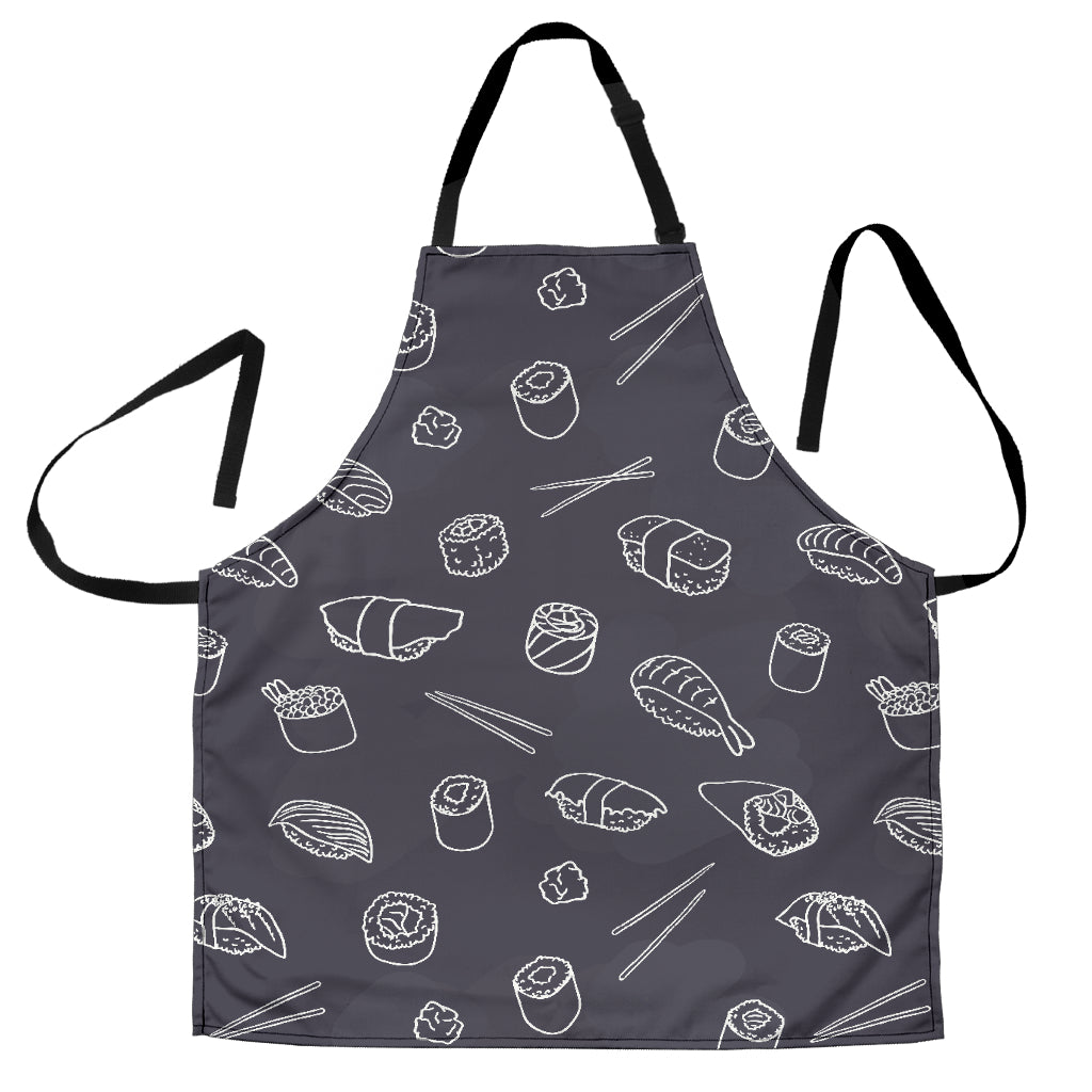 Sushi Pattern Black Background Adjustable Apron