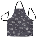 Sushi Pattern Black Background Adjustable Apron