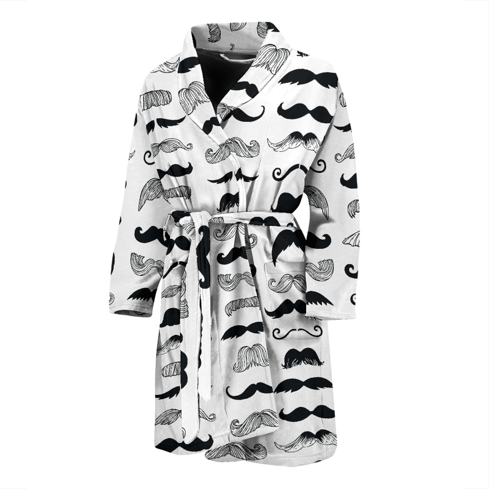 Mustache Beard Pattern Print Design 04 Men's Bathrobe