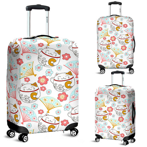 Maneki Neko Lucky Cat Fan Sakura Luggage Covers