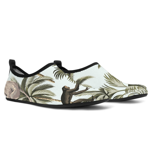 Monkey Sloth Lemur Palm Trees Pattern Aqua Shoes