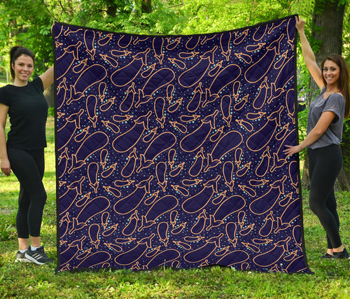 Eggplant Pattern Print Design 04 Premium Quilt