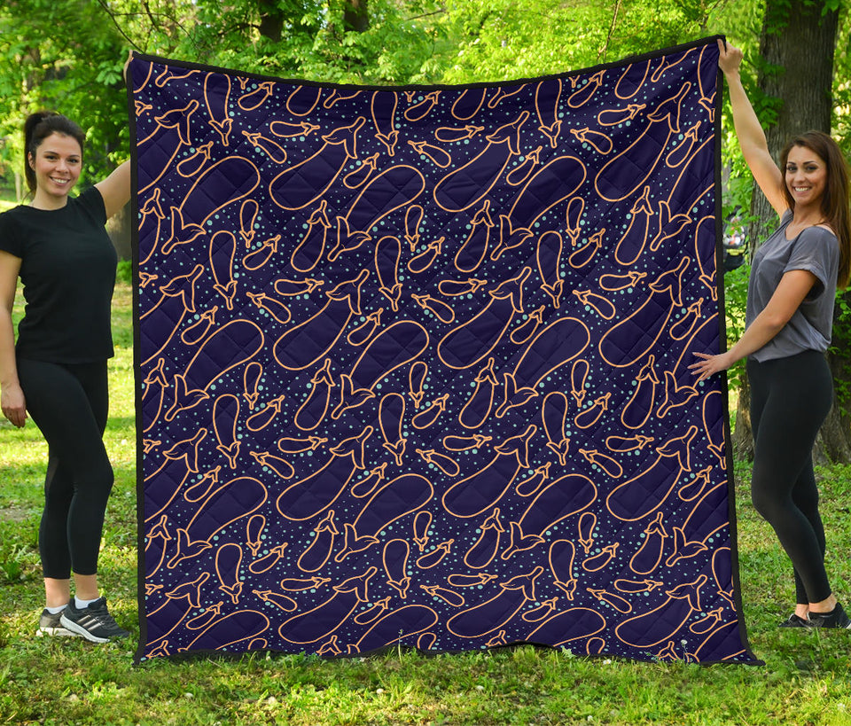 Eggplant Pattern Print Design 04 Premium Quilt