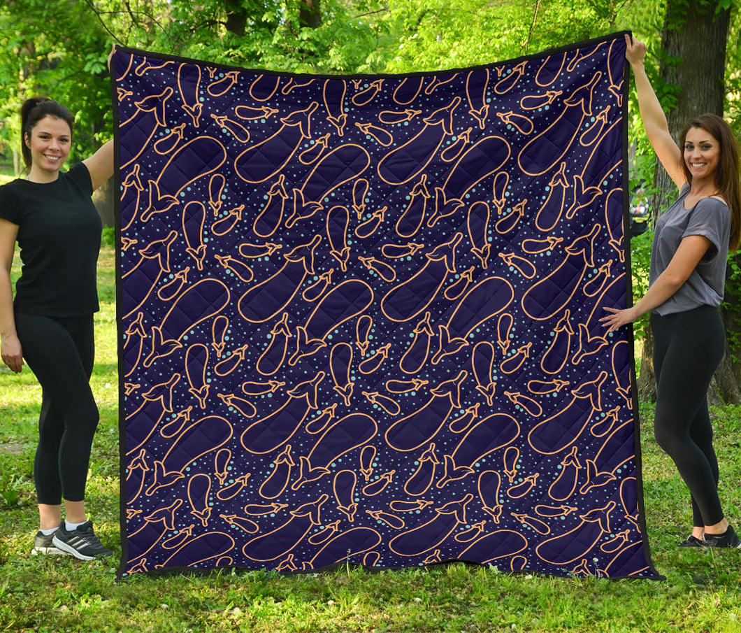 Eggplant Pattern Print Design 04 Premium Quilt