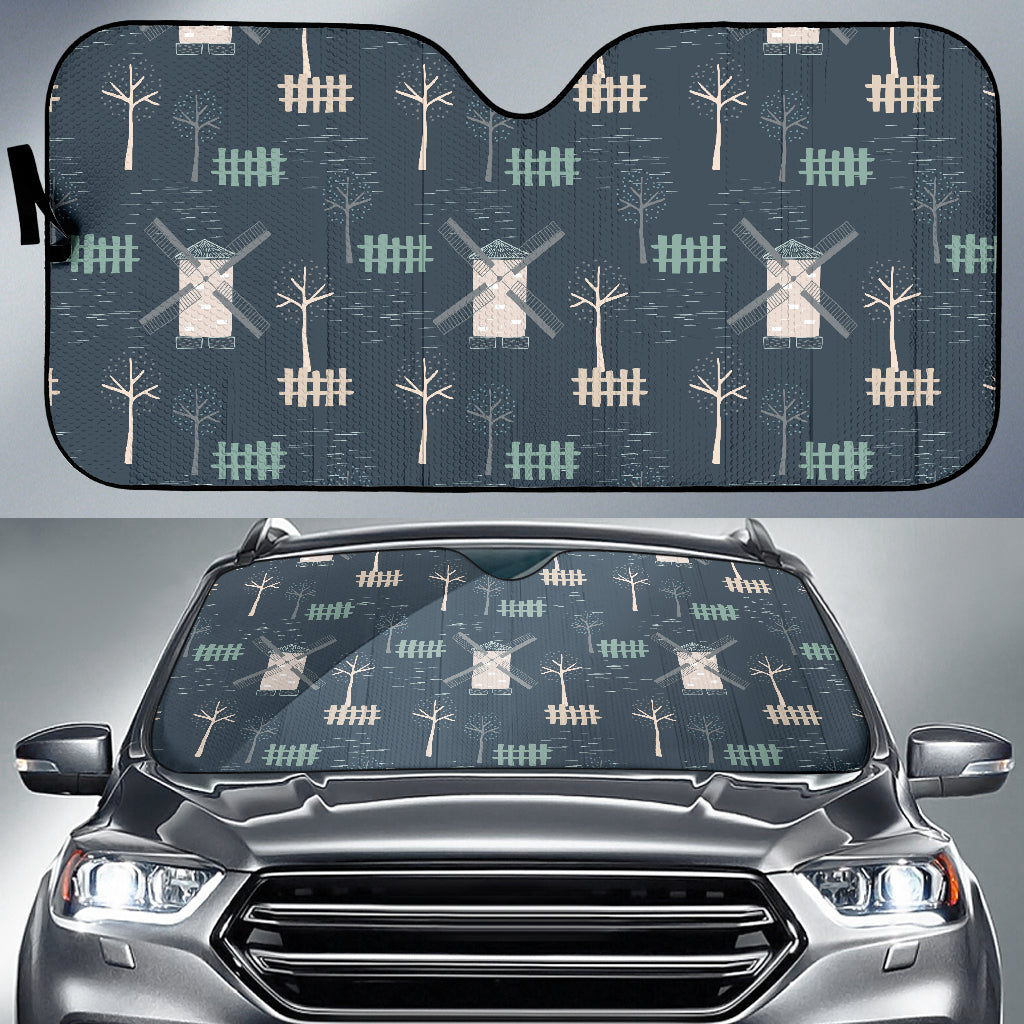 Windmill Tree Pattern Car Sun Shade