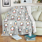 Cute Penguin Christmas Pattern Premium Blanket