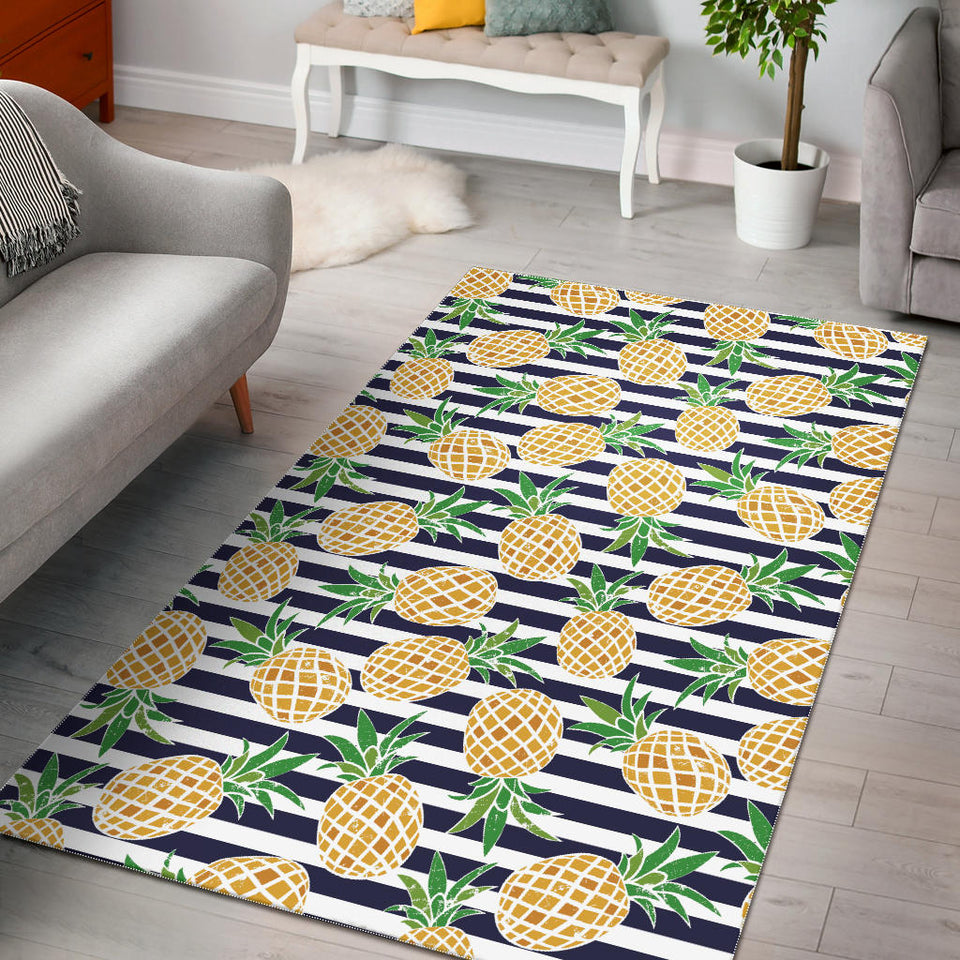 Pineapples Pattern Striped Background Area Rug