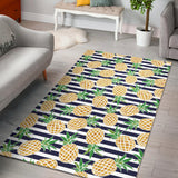 Pineapples Pattern Striped Background Area Rug
