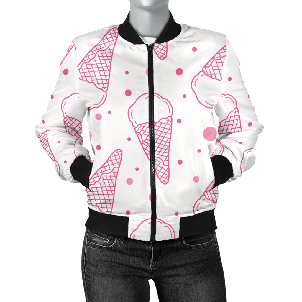 Hand Drawn Ice Cream Pattern Women'S Bomber Jacket