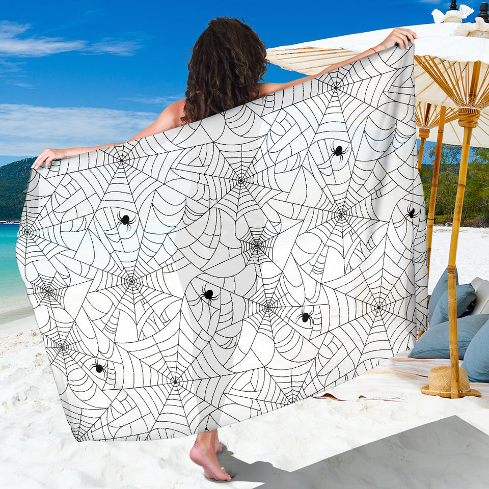 Spider Web Cobweb Pattern White Background Sarong