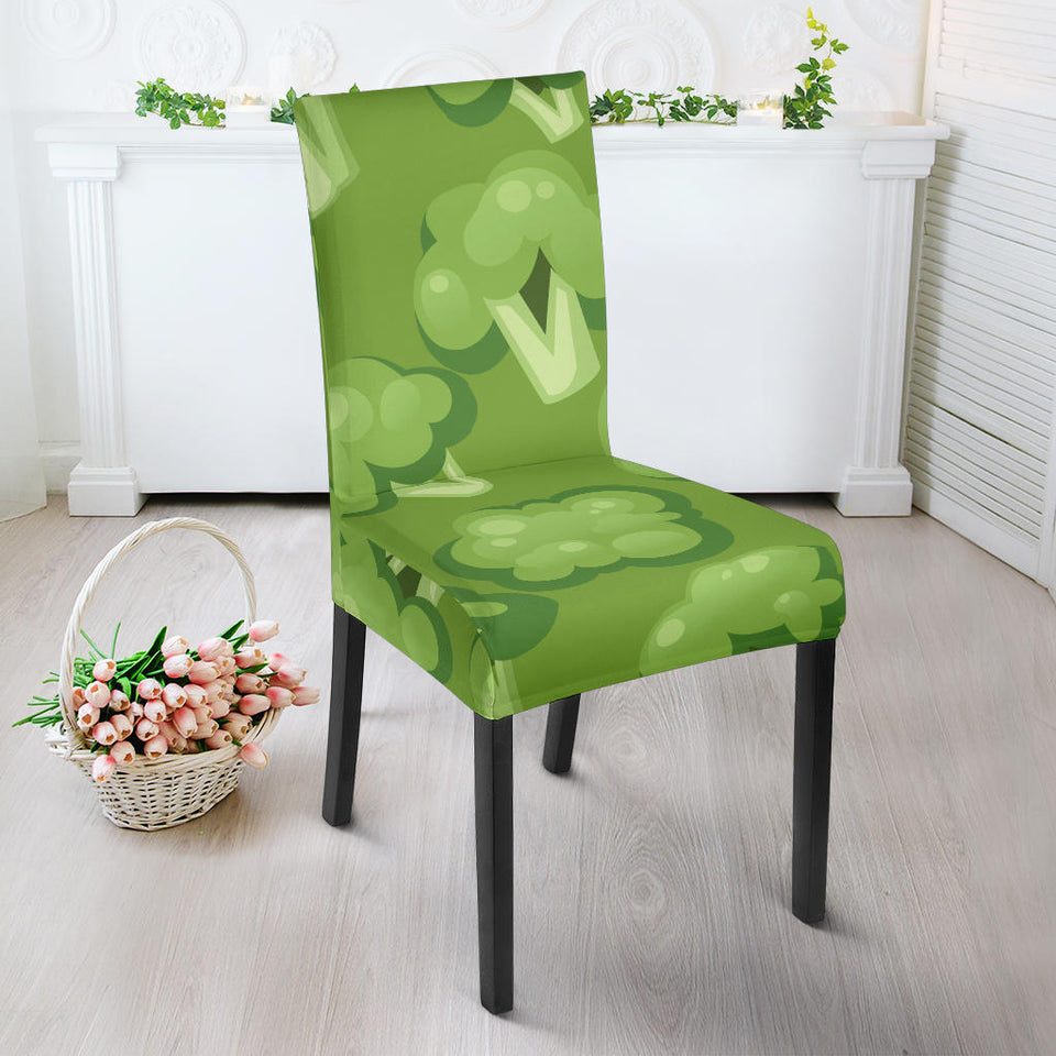 Broccoli Pattern Green Background Dining Chair Slipcover