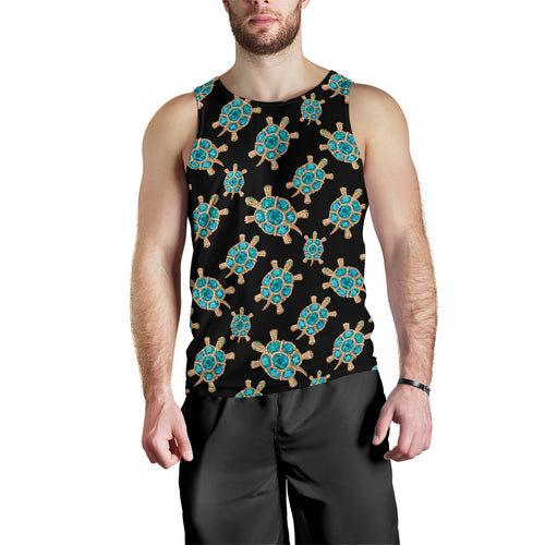 Sea turtle blue stone pattern Men Tank Top