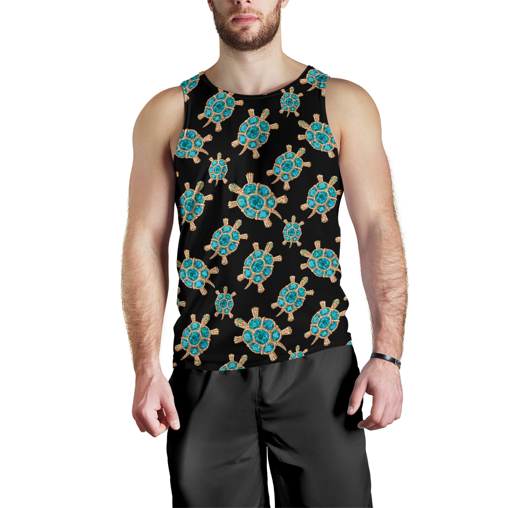 Sea turtle blue stone pattern Men Tank Top