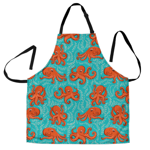 Octopus Turquoise Background Adjustable Apron