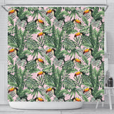 Toucan Tropical Green Jungle Palm Pattern Shower Curtain Fulfilled In US