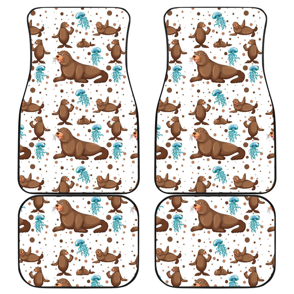 Sea Lion Seals Jellyfish Pattern Front And Back Car Mats
