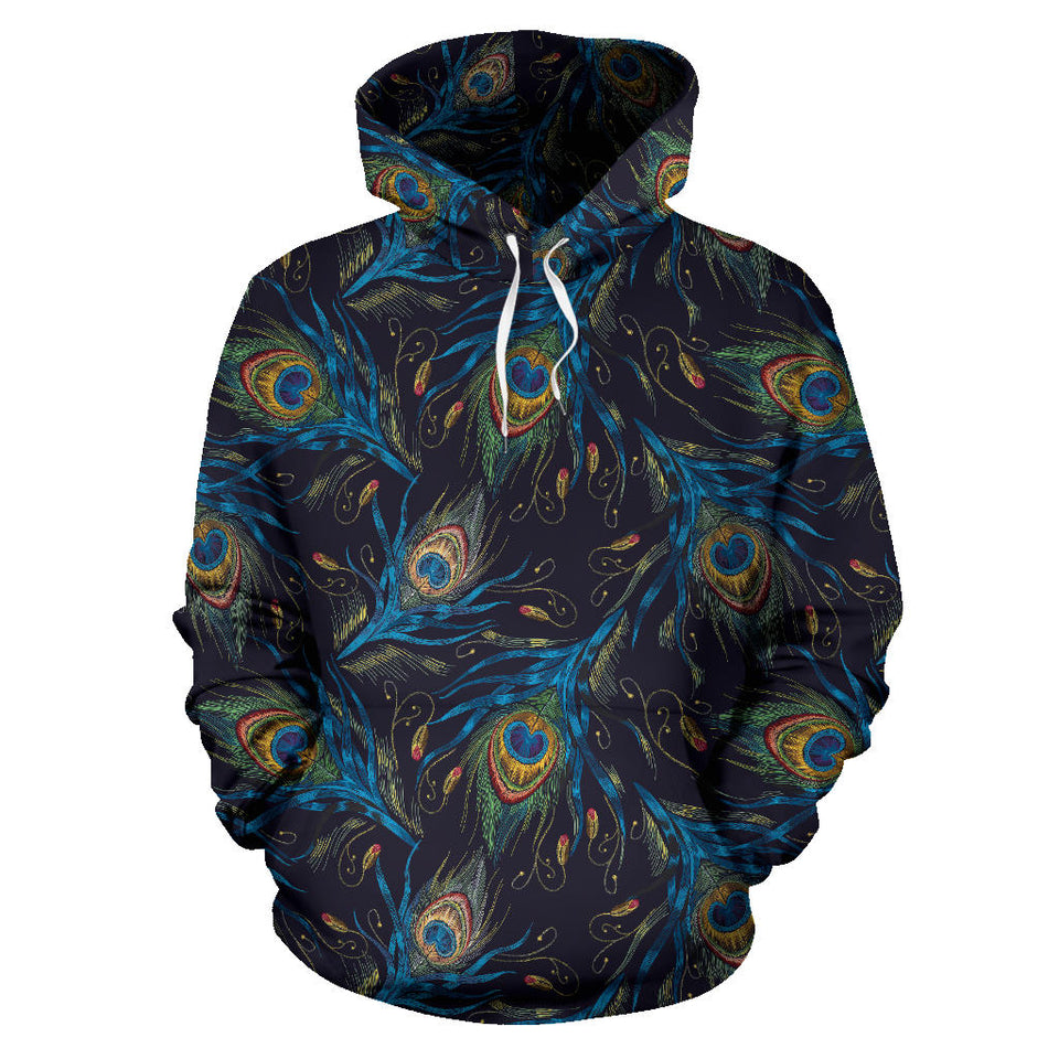 Beautiful Peacock Feather Pattern Men Women Pullover Hoodie