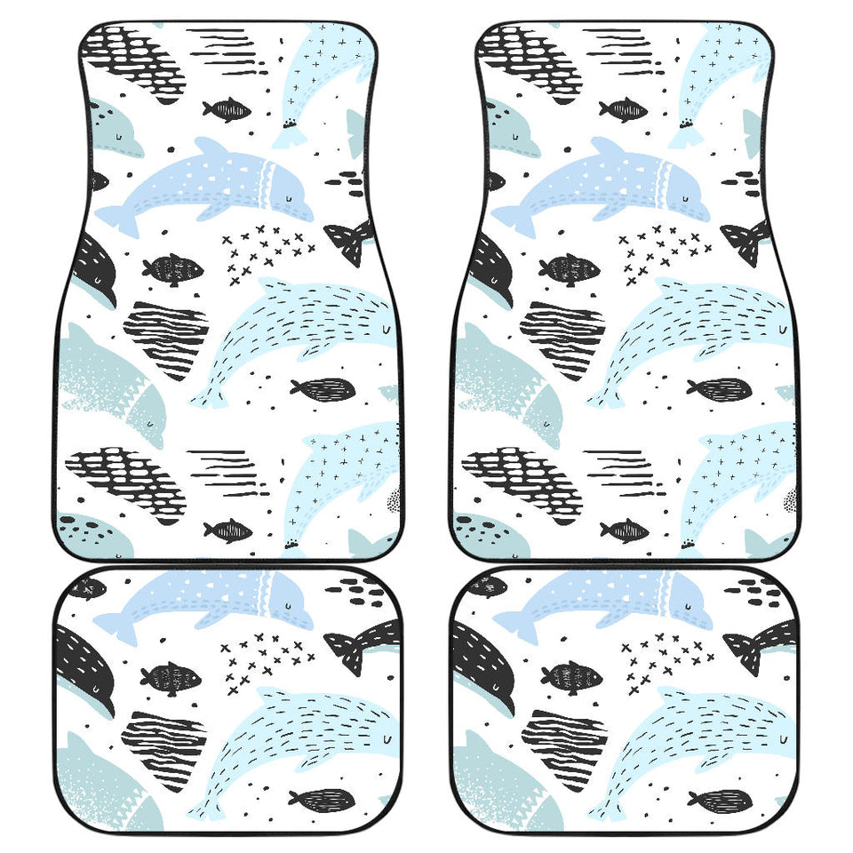Cute Dolphins Childish Style Pattern Front And Back Car Mats