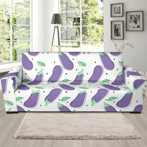 Eggplant Pattern Print Design 05 Sofa Slipcover