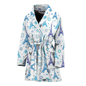 Eiffel Tower Pattern Print Design 01 Women's Bathrobe