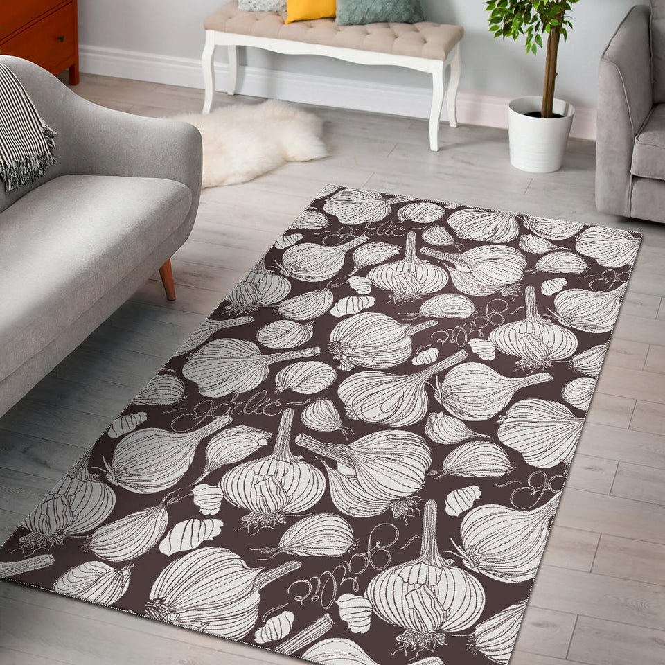 Garlic Bulb Dark Background Area Rug
