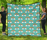 Rainbow Pattern Green Background Premium Quilt