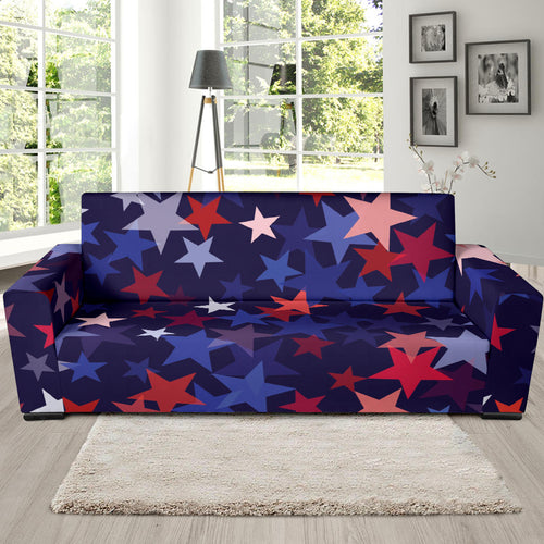 Red Blue Star Pattern Sofa Slipcover