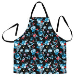 Skull Flower Roses Leave Pattern Adjustable Apron