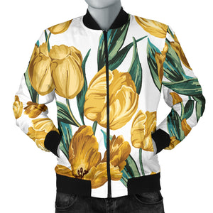 Yellow Tulips Pattern Men'S Bomber Jacket