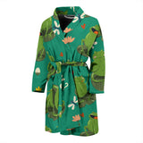 Cute Frog Dragonfly Design Pattern Men'S Bathrobe