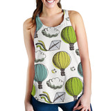 Hot Air Balloon Bird Cloud Pattern Women Racerback Tank Top