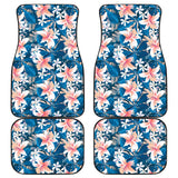 Hibiscus Pattern Print Design 02 Front and Back Car Mats