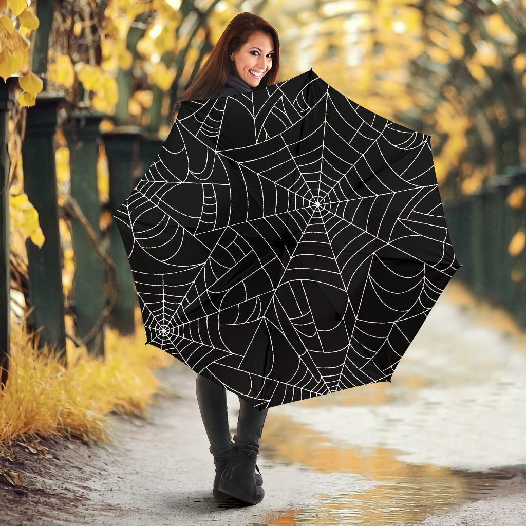 Spider Web Pattern Black Background White Cobweb Umbrella
