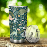 Dinosaurs Tropical Leaves Flower Pattern Tumbler