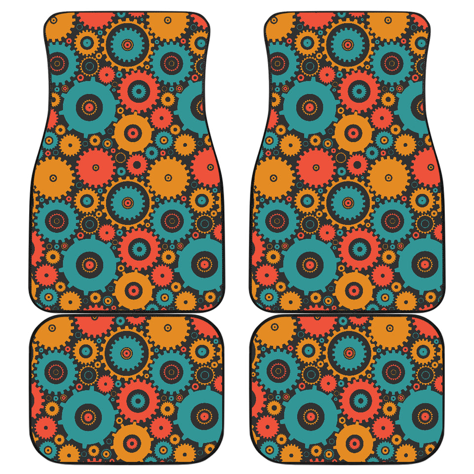 Gear Pattern Print Design 01 Front and Back Car Mats