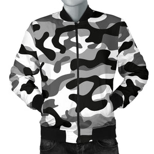 Black White Camo Camouflage Pattern Men'S Bomber Jacket