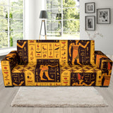 Egypt Hieroglyphics Pattern Print Design 05 Sofa Slipcover
