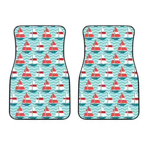 Red White Sailboat Wave Background Front Car Mats