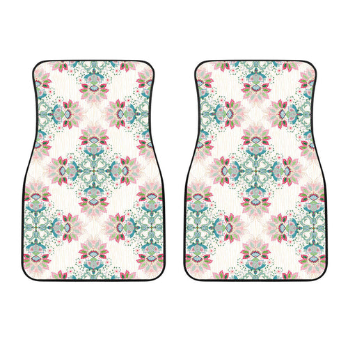 Square Floral Indian Flower Pattern Front Car Mats