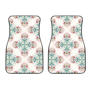 Square Floral Indian Flower Pattern Front Car Mats
