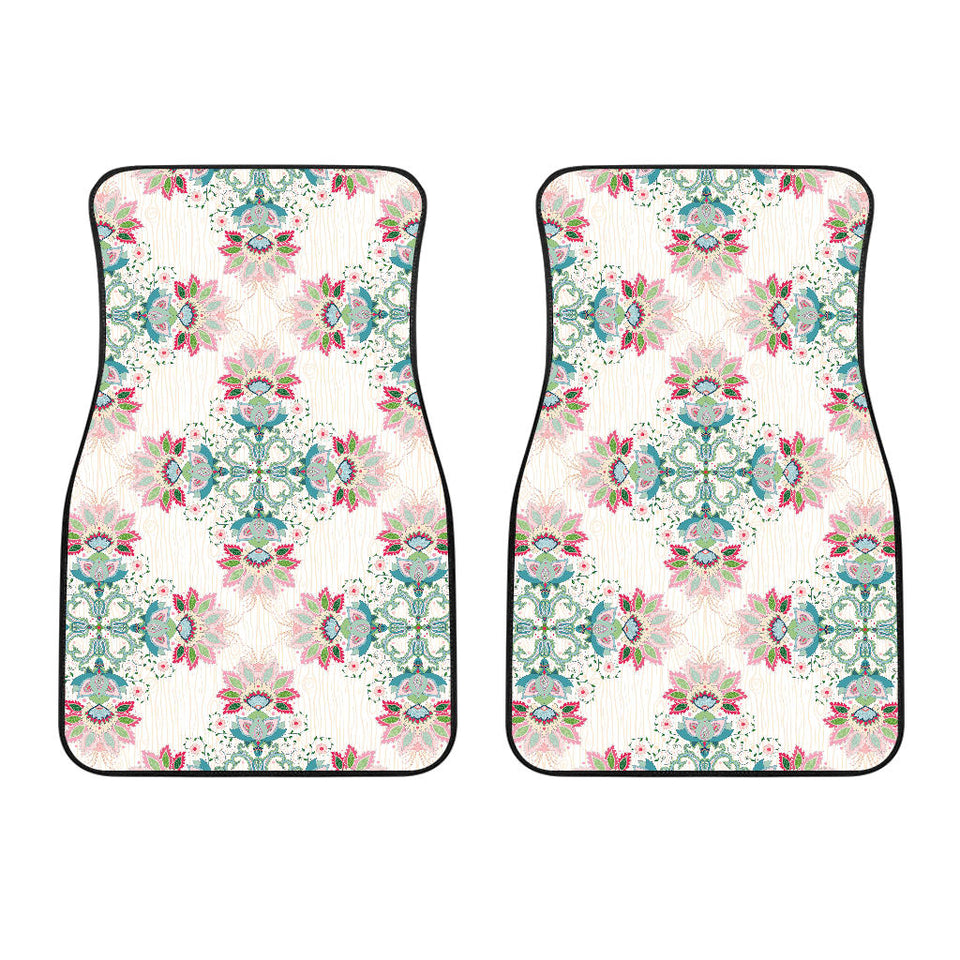 Square Floral Indian Flower Pattern Front Car Mats