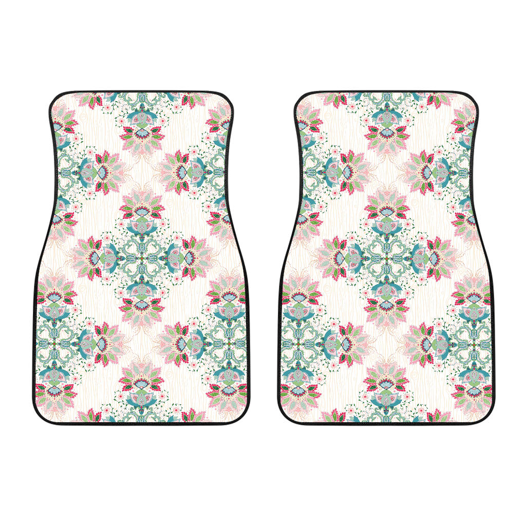 Square Floral Indian Flower Pattern Front Car Mats