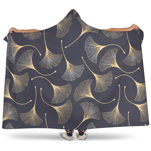 Gold Ginkgo Leaves Hooded Blanket